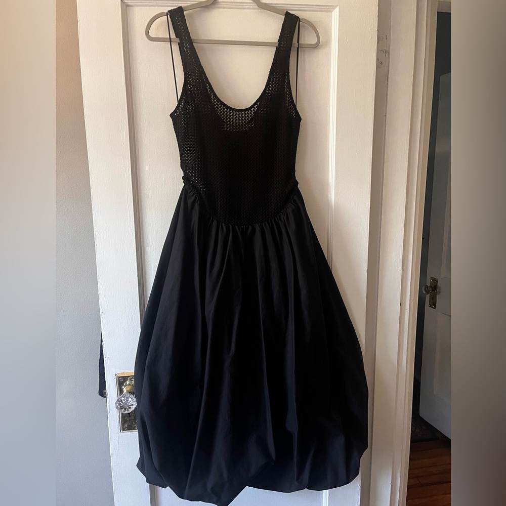 Astr Black Mesh Bodice bubble skirt midi Dress